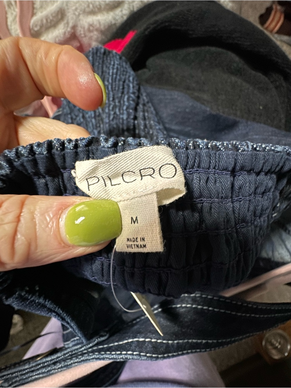 NWT Pilcro Anthropologie Dark Blue Denim Zip Front Halter Tank - Picture 6 of 11